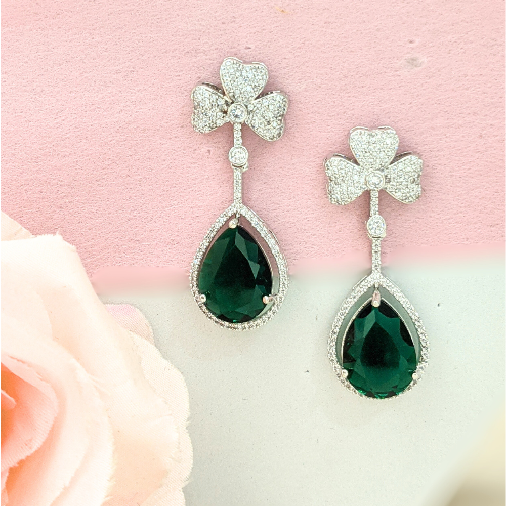 Floral Green Drop Earrings