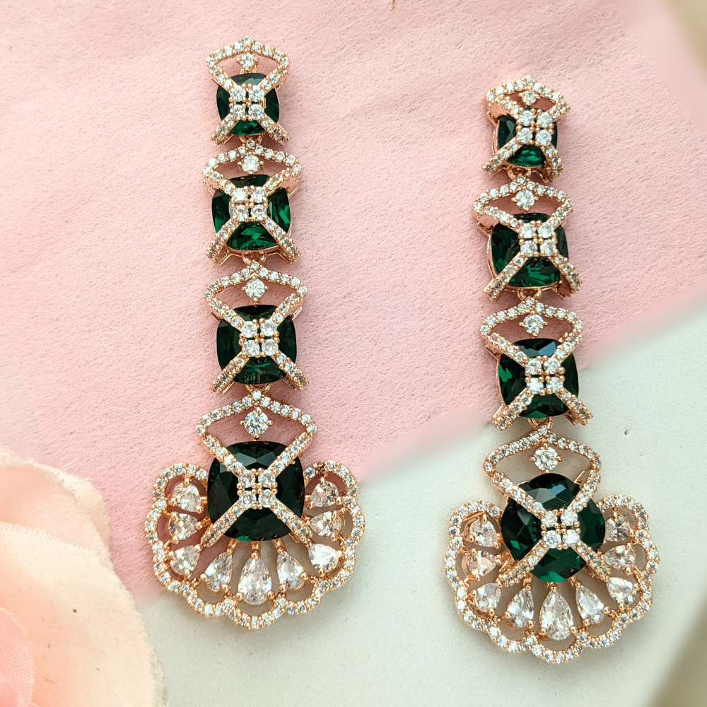 Graceful Green Long Earrings