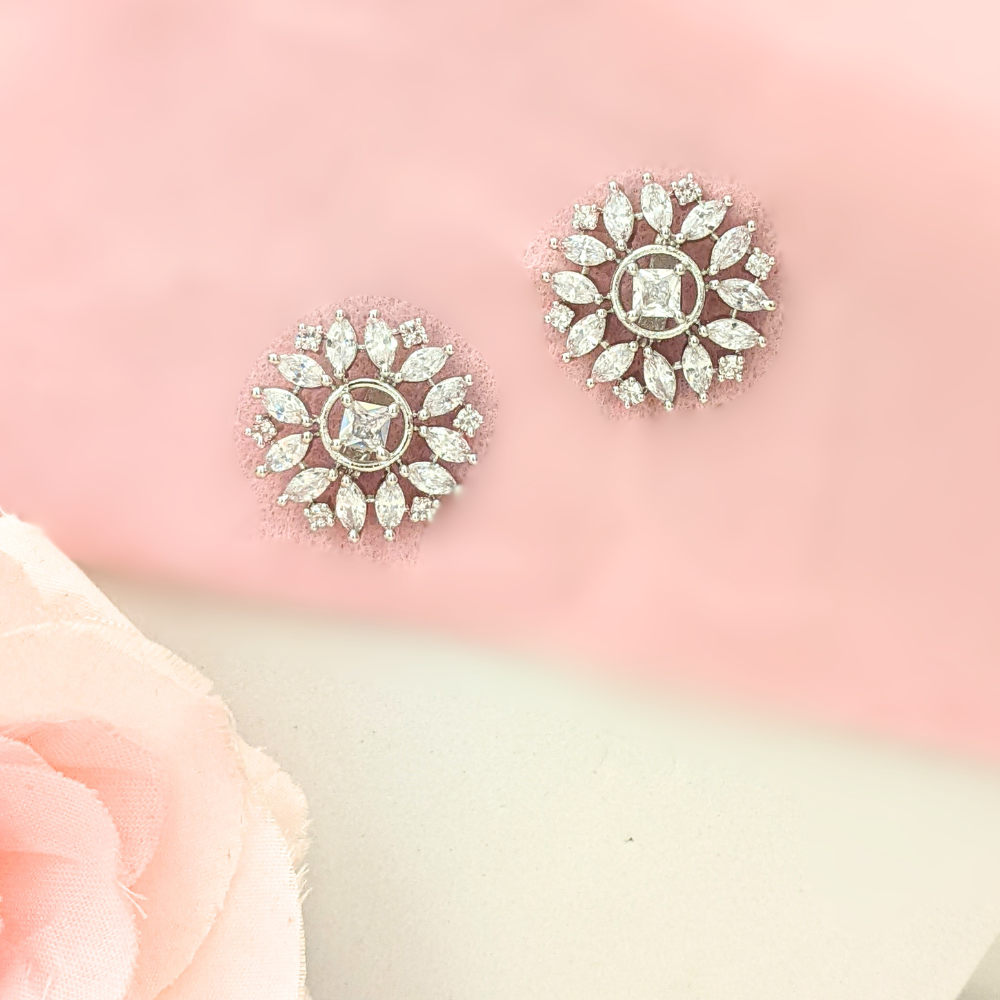 Solitaire Flower Studs