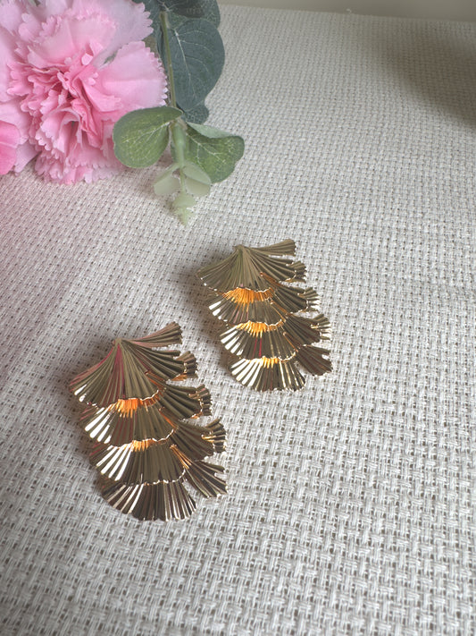 Gilded Fan Drop Earrings