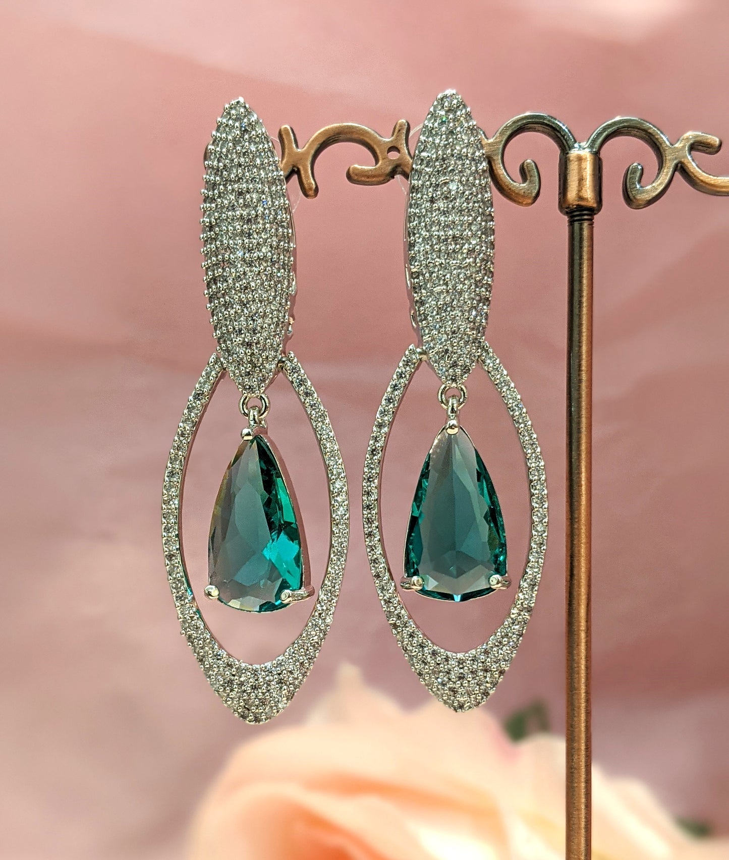 Stylish Earring with Aqua Blue Drop