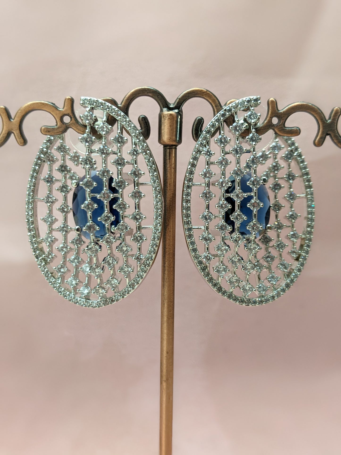 Blue Cascade Hoop Earrings