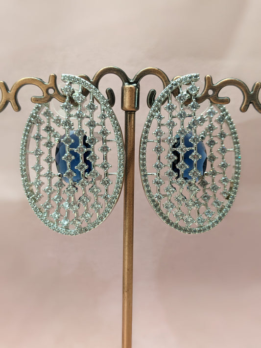 Blue Cascade Hoop Earrings