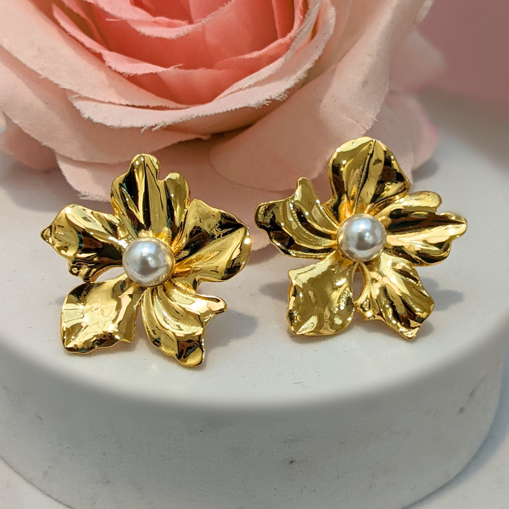 Golden Flower Studs