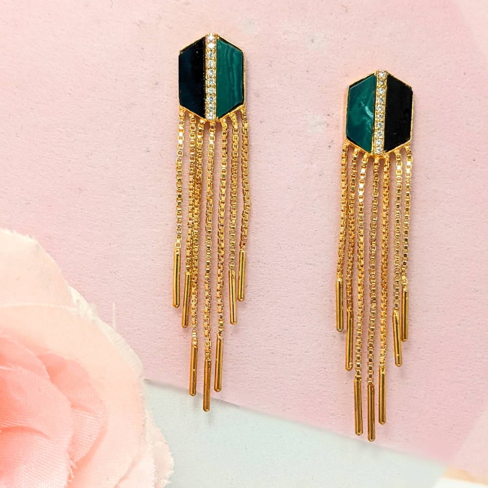 Black Green Enamel Earrings
