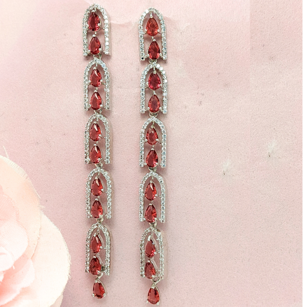 Single Line Red Earring