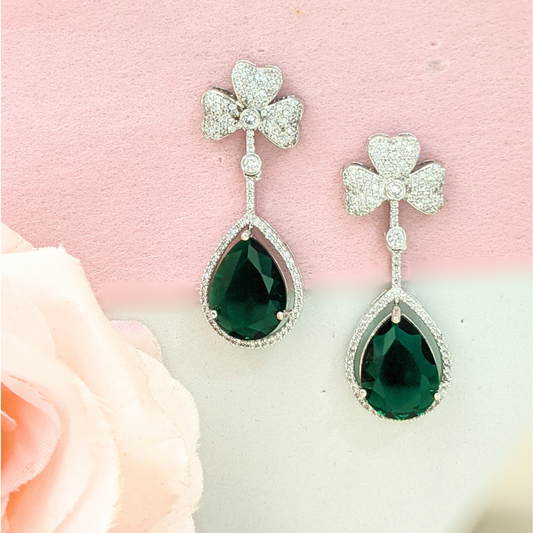 Floral Green Drop Earrings