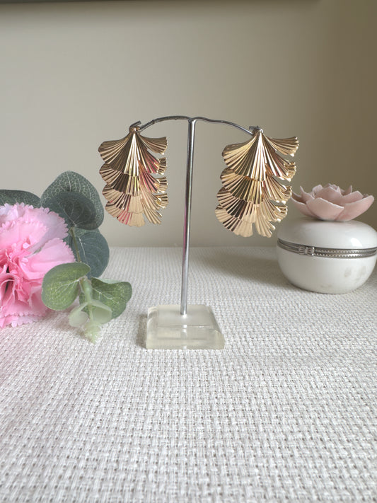 Gilded Fan Drop Earrings