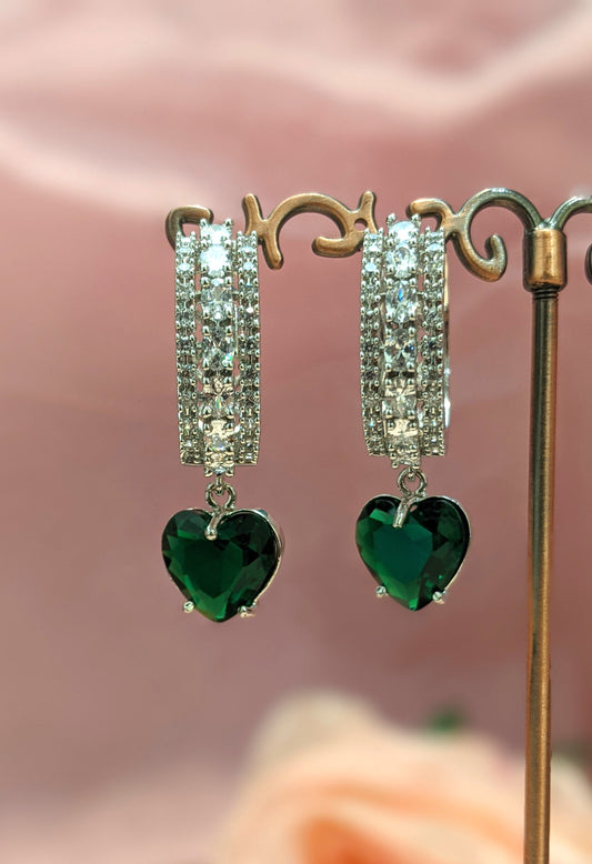 Small Hoops with Heart Drop