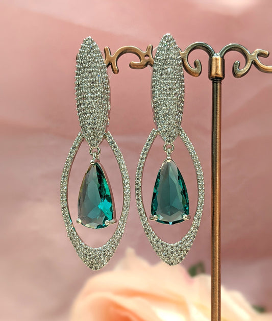 Stylish Earring with Aqua Blue Drop