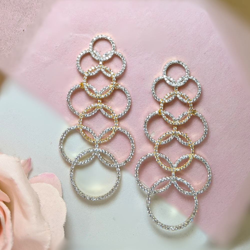 Golden-Silver Ring Earrings