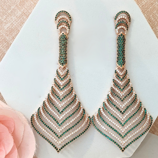 Long Green Dangler Earrings