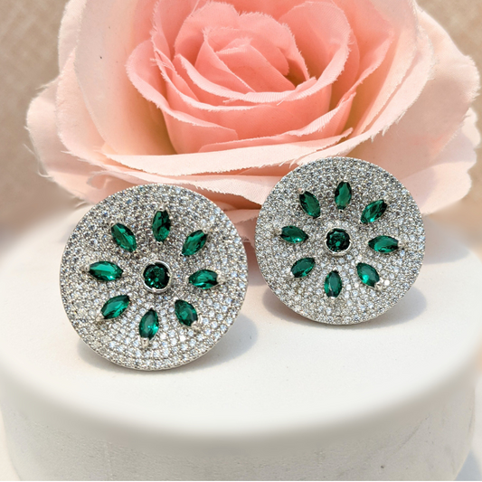 Green Flower Studs