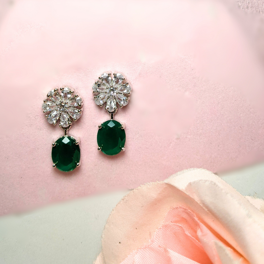 Green Oval Drop Earrings