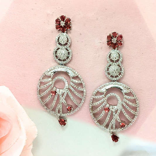 Cocktail Red Circle Earrings