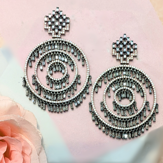 Oxidised Round Earring