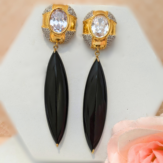 Long Black Drop Earrings